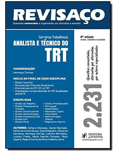 Libro Revisaço Analista E Técnico Do Trt 2 231 Questões Come