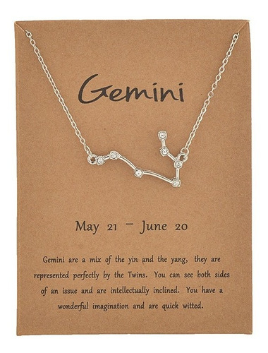 Collar Zodiaco Constelacion Signo Geminis + Regalo Oro/plata
