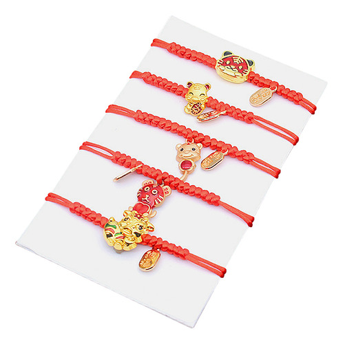 Pulsera De 5 Hilos Rojos De Estilo Aleatorio Con Cadena Roja