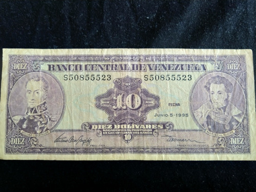 Billete Venezuela 10 Bolivares 1995