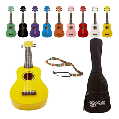Imagen 9 de 10 de Ukelele Soprano Creep Waimea Amarillo + Funda + Correa!