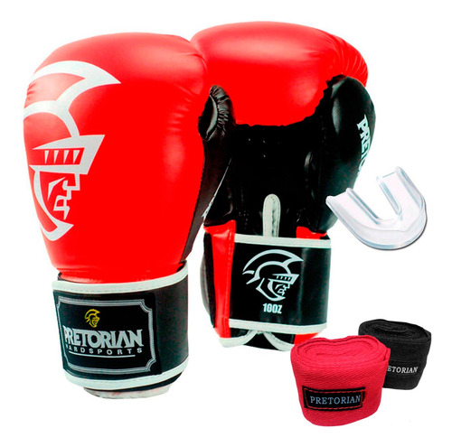 Set Guantes Boxeo Pretorian Vendas Bucal Profesional -el Rey