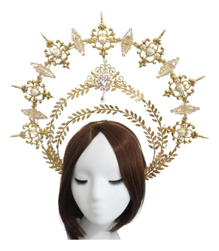 Diadema Con Corona De Halo De Púas Godness, Cadena Con Cuent