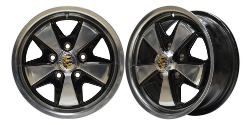 Par Rines Tipo Fuch 14 X 5.5 Ancho 5/112 Vocho Combi 2 Pieza Color Negro