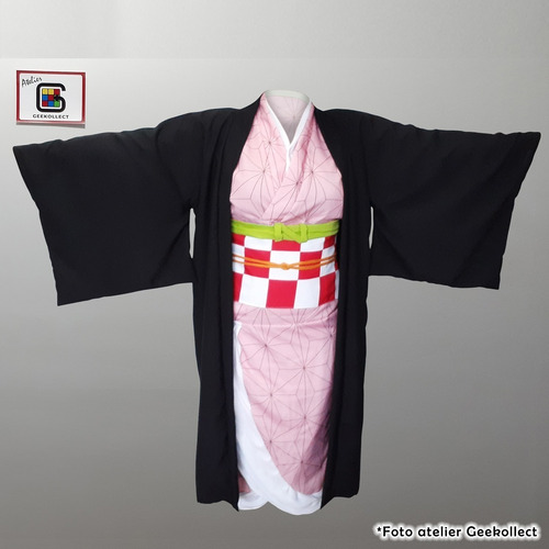 Cosplay Nezuko Kamado 11 Peças Completo Peruca Demon Slayer