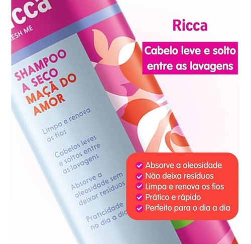Shampoo A Seco Maçã Do Amor 50ml Doce Antioleosidade Ricca