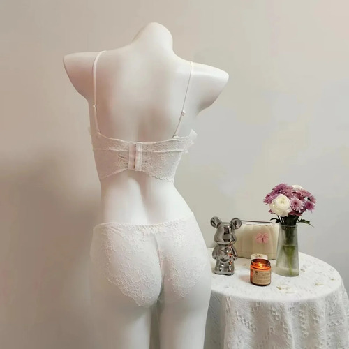 Conjunto De Sujetador De Encaje Para Mujer, Lencería Blanca