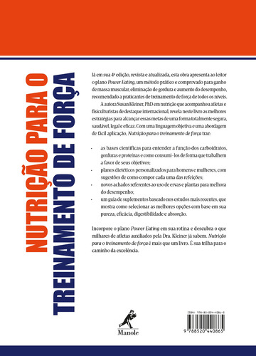 Nutrição para o treinamento de força, de Kleiner, Susan M.. Editorial Editora Manole Saúde, capa mole em português, 2016