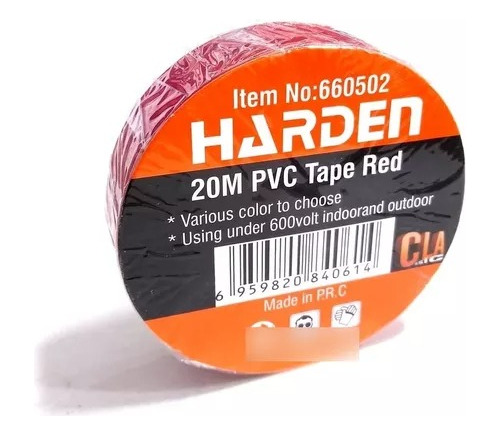 Cinta Pvc Roja 20m Harden 660502 Color Rojo