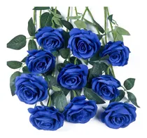 Comprar Exoment 10 Rosas Artificiales De Seda De Color Azul Real, De
