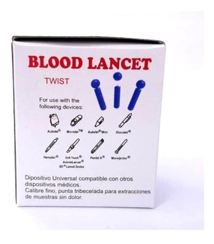 Lanceta Para Glucómetro Twist Caja X 100 Unidades
