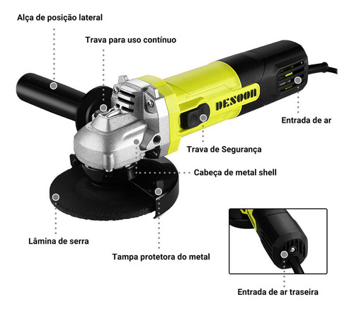 Esmerilhadeira Lixadeira Angular Profissional 750w Desoon