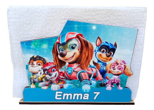 Servilletero Mdf Paw Patrol Super Película Color Paq 10 Pzas