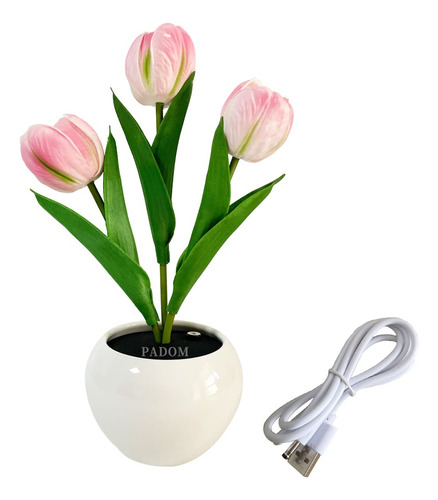 Padom Lámpara De Escritorio Led Tulipán, Flor Artificial,.