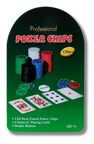 Set De Poker 120 Fichas + Naipes Y Accesorios