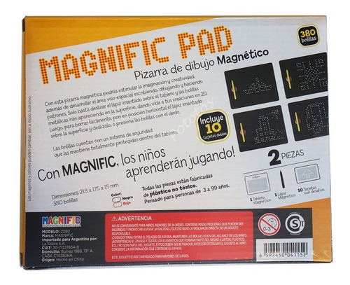 Imagen 5 de 8 de Pizarra De Dibujo Magnetica 380bolillas - Magnific Pad