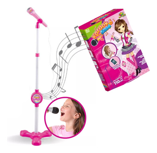 Microfone P/ Criança Infantil Com Pedestal Mp3 Menino Menina