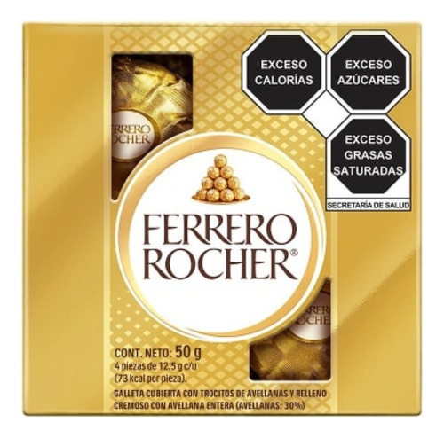 3 Pzas Ferrero Galleta Avellanas Relleno Cremoso 4 Pzas