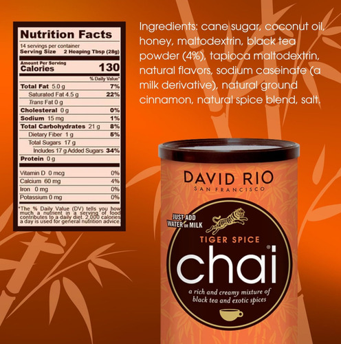 Chai David Rio Tiger Spice Lata 398 Gr (libre De Gluten)