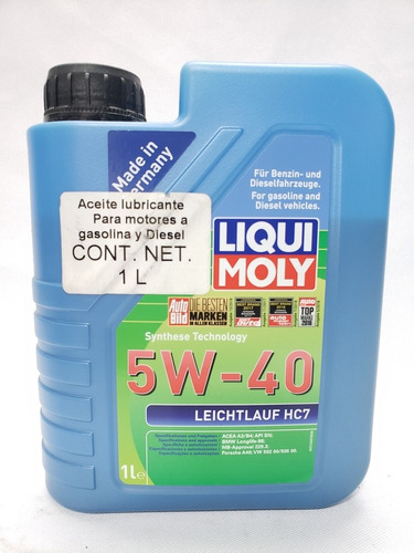 Aceite Sintético Liqui Moly Leichtlauf 5w40 Hc7 Un Litro