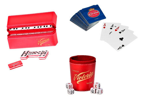 Dominó Victoria + Cubilete + Baraja Corona Extra Poker
