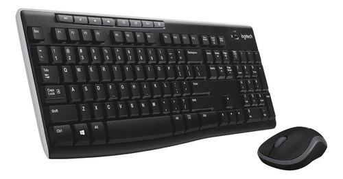 Kit de teclado y mouse inalámbrico Logitech MK270 Inglés US de color negro