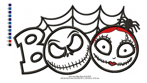 Matriz Para Bordados Maquina Halloween Boo Skellingtons 3037