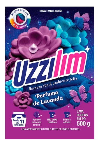 Sabão Em Pó Uzzilim Lavanda 500g - Embalagem Com 20 Unidades