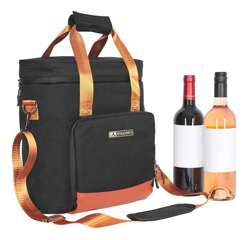 Bolsa Térmica Porta Vinho Termowave Mochila Garrafa - Preta