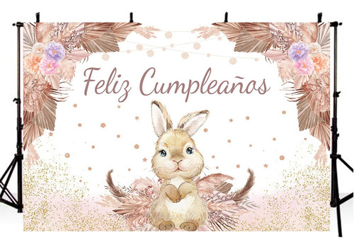 Feliz Cumpleaños Conejito Pascua Foto Fondo Baby Shower