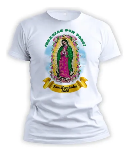 Playeras con estampado de la virgen de guadalupe hot sale