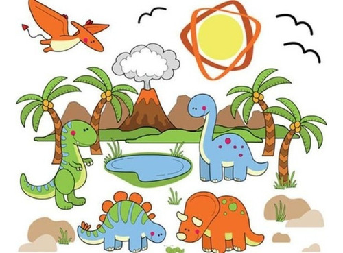 Vinil Decorativo Habitación Dinosaurios Cuarto De Niños Ñs