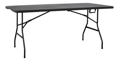 Mesa Plástica Multiuso Plegable Simil Madera Valija 180cm Ct Color Negro