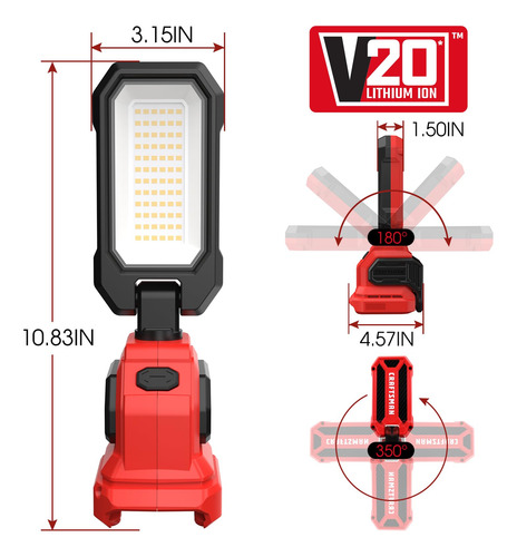 Lámpara Led Work Craftsman V20 De 6500 K, Recargable, 2000 L