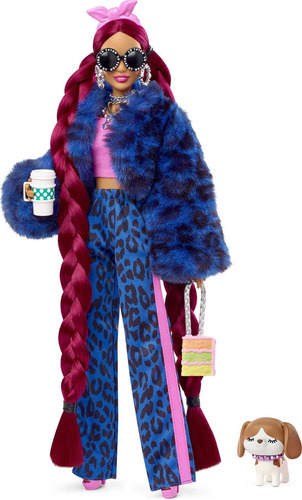 Muñeca Barbie Extra Fashion Con Trenzas Color Burdeos Y Chaq