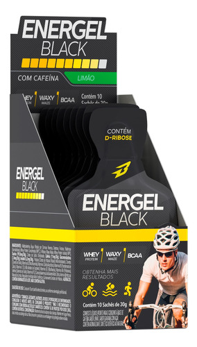 Suplemento Gel Energel Black 10 Saches/30g Limão Bodyaction 