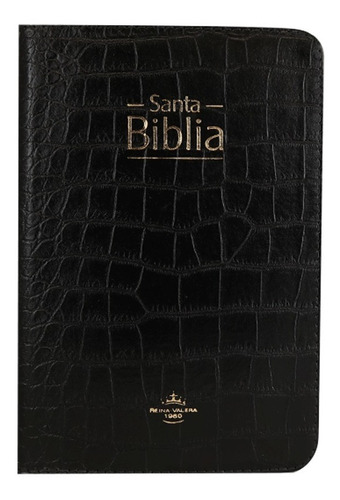 Biblia Mediana Rvr1960 Piel Fabricada Negro De Lujo C/cierre