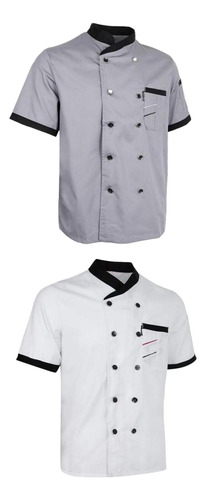 2x Chaqueta De Chef Uniforme Manga Corta Ropa De Cocina De