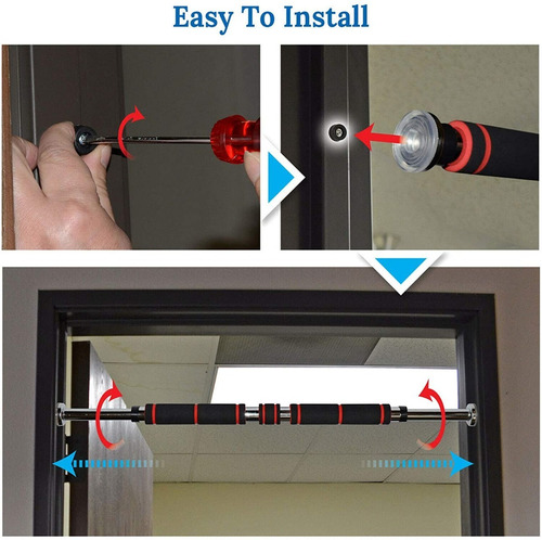 Imagen 10 de 10 de Barra Dominadas Puerta Expandible De 80 A 130 Cm Pull Up Bar