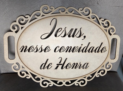 Placa Com Alça Para Mãos - Casamento Personaliz - Mdf Cru