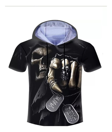 Camiseta Con Gorro Punisher 3d Tela Delgada