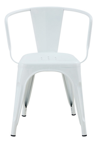 Silla De Comedor Con Apoyabrazo Tolix X6 Reforzada De Hierro Zhome Estructura De La Silla Blanco Asiento Blanco Diseño De La Tela Metal