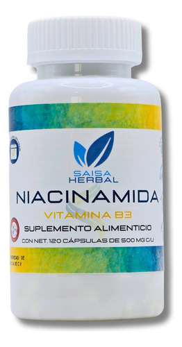 Niacinamida (vitamina B3) Con 120 Cápsulas De 500 Mg Premium Sabor Sabores Mixtos