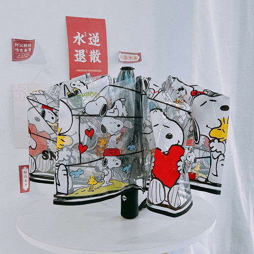 Para 2024 Sombrilla Transparente Snoopy, Totalmente