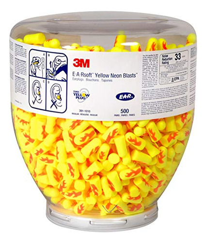 Tapones Para Oídos - 3m Ear Plugs, 500 Pair-refill Bottle Fo