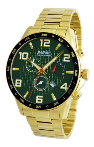 Relógio Magnum Masculino Cronógrafo Ma35191g Dourado Fundo