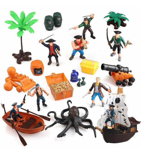 Beebeerun Pirata Figuras De Acción Playset, Juguetes Educati