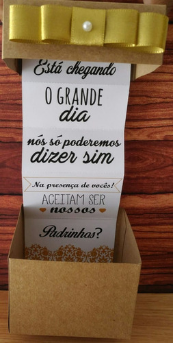 Imagem 5 de 10 de 06 Caixas Convite Padrinho/madrinha De Casamento