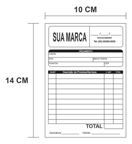 40 Blocos De Pedido/orçamento Personalizado 14x10 - 2000 Fls