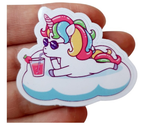 Stickers Temática Unicornio 50 Unidades Laminados 